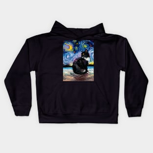 Black Tuxedo Cat Night 2 Kids Hoodie